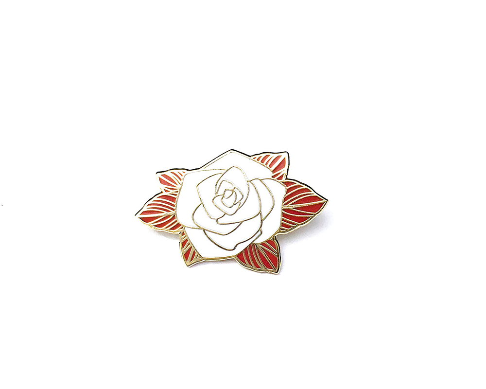 "White and Gold Rose" Lapel Pin | Heroes for Hire Co
